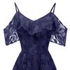 Women Vintage Princess Floral Lace Cocktail Neckline Party Aline Swing Dress