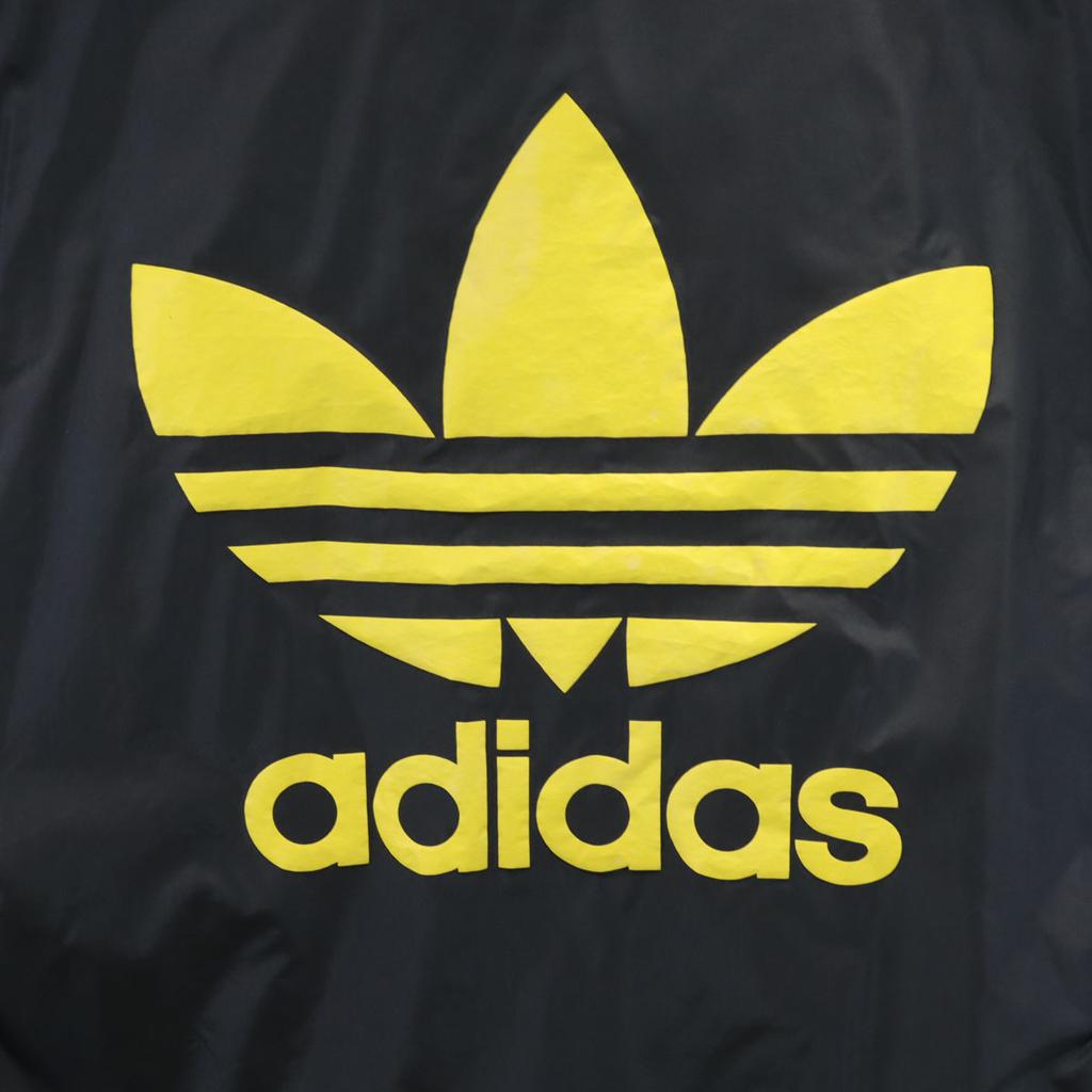 adidas 80s vintage Back print Nylon jacket O-XO black Made by Descente Men's Used