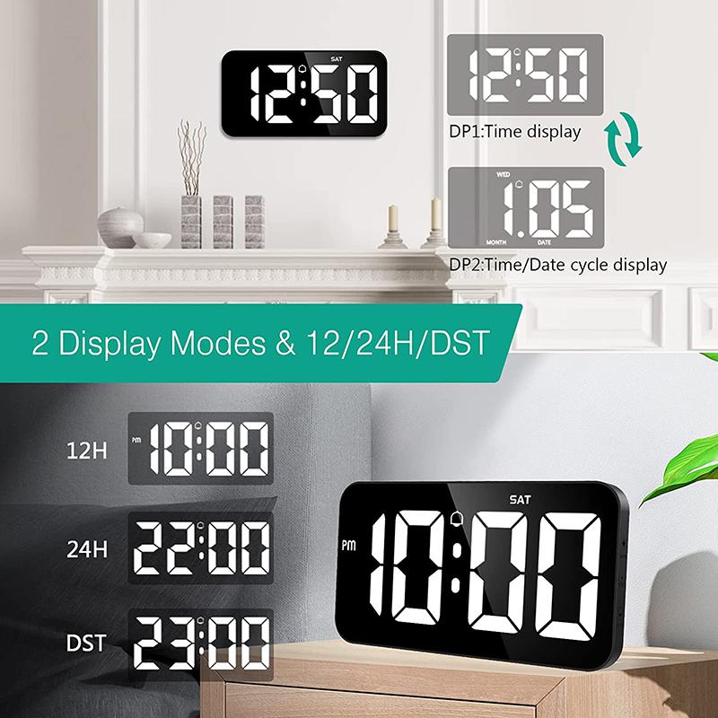 LED Alarm Clock Digital Wall Clock Super-size 10.8" Electronic Desk Clock Time Week Display Bedroom Home Decoration NIDITON