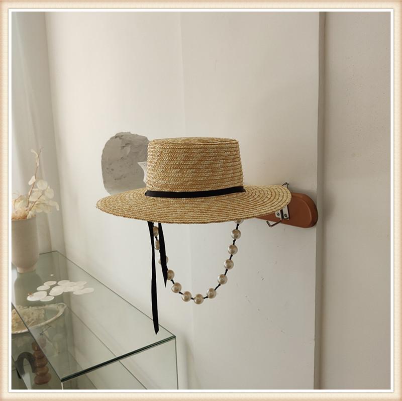 202603-shi ins chic summer handmade straw big pearl ribbon holiday lady fedoras cap women leisure  jazz hat