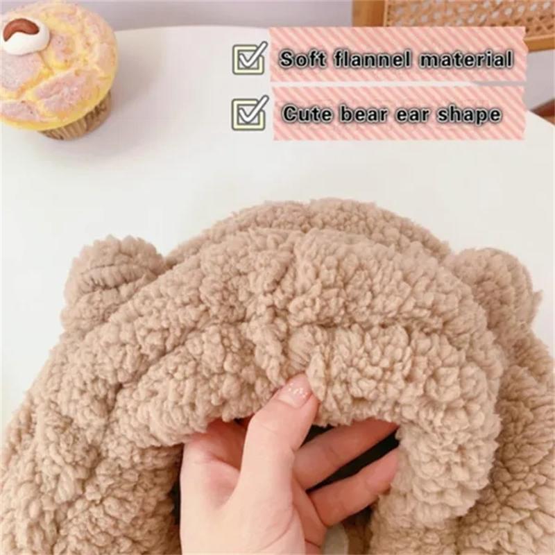 Cute Cartoon Bear Ear Hat Winter Warm Fleece Plush Scarf Hats with Mask Thick Lamb Cap Skullies Beanies Hats for Women Girls