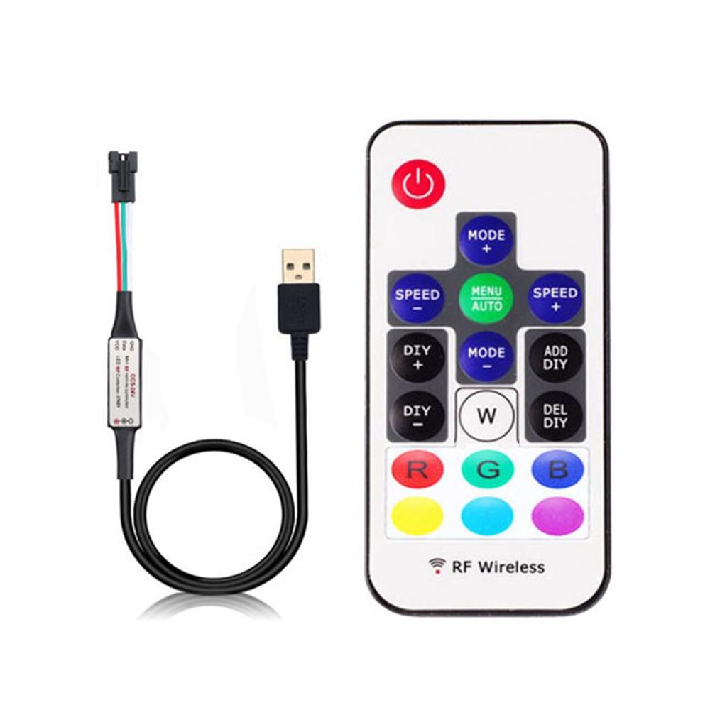 WS2811 WS2812B Led pixel Controller USB/DC 14/17/ 21keys RFWith Remote Controller for WS2811 WS2812B SK6812 LED Strip , DC5-24V