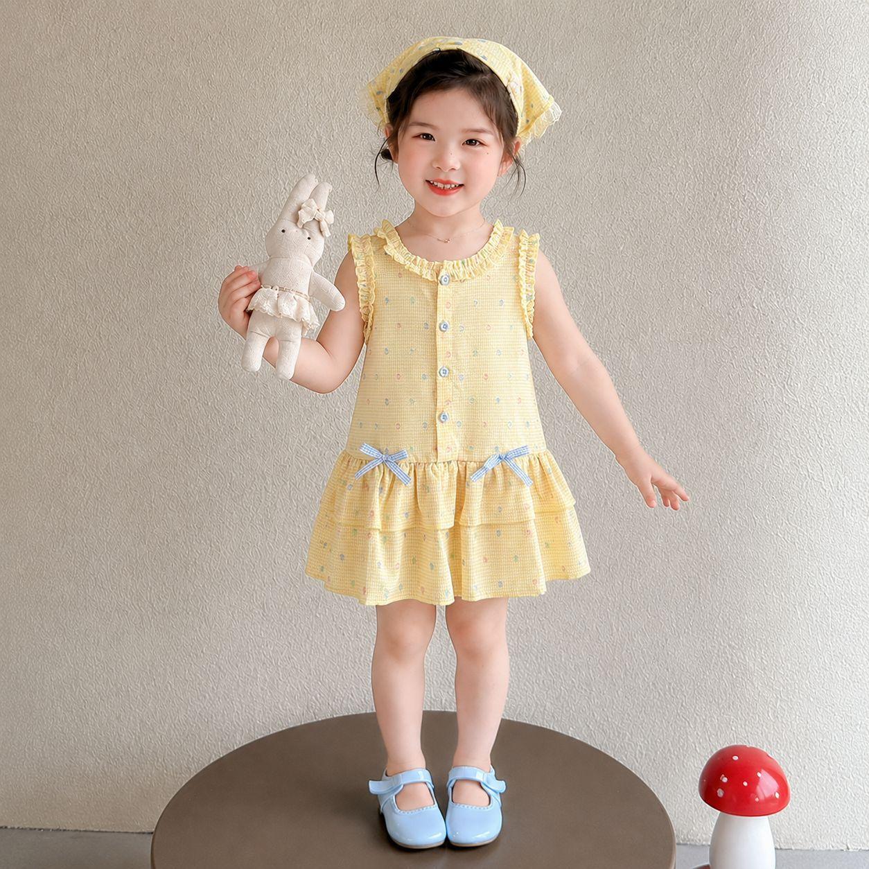 Summer Girls Sweet Princess Bow Tank Dress Cute Baby Sundress 90