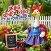 23 Inch Porch Goose Costume Back to School Student Outfit Printed Dress  Hat  Backpack  Pencil Accessories for Outdoor Garden Yard Lawn Decor