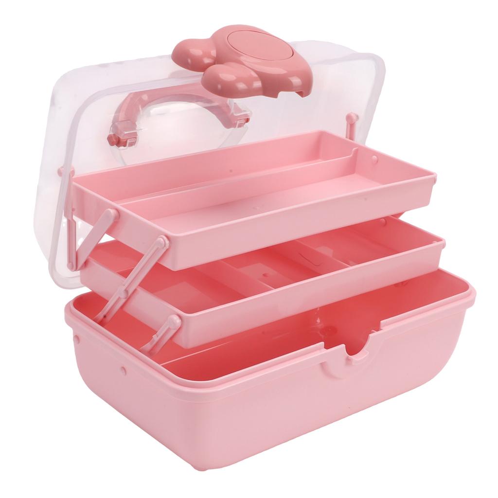 Hair Accessories Storage Box with Transparent Lid Layered Compartments Folding Craft Organizers for Girls Headbands