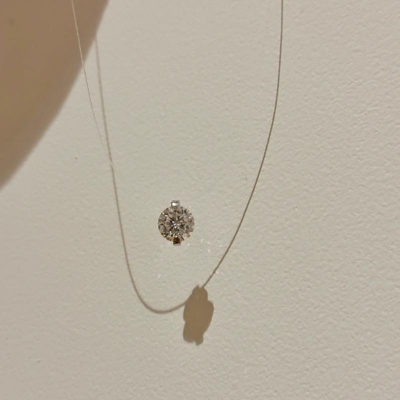 S925 Sterling Silver Moissanite Mermaid's Tear Necklace - Elegant Invisible Fishing Line Design for Women