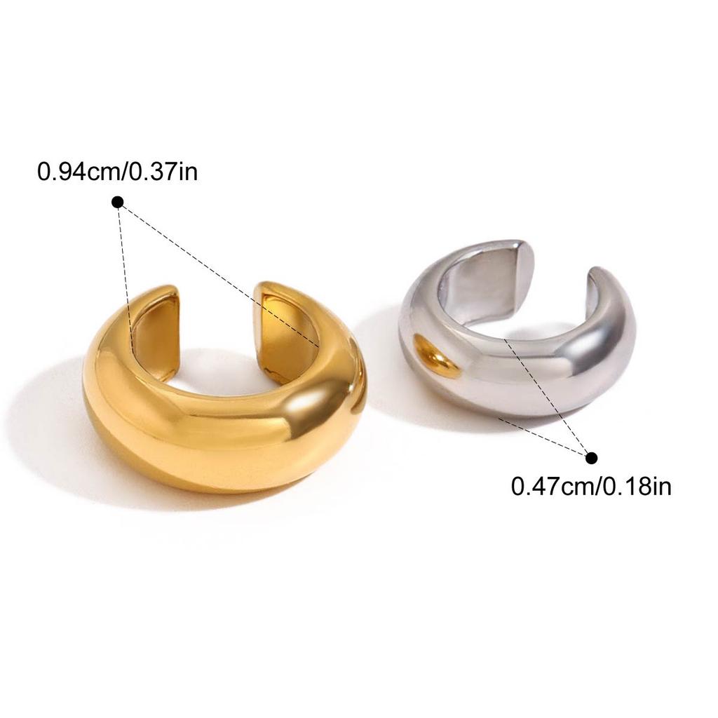 Yori 18K Gold Plated Stainless Steel Ear Clamps Dual Tone Curved Design Elegant Modern for Any Occasion Jewelry NEW