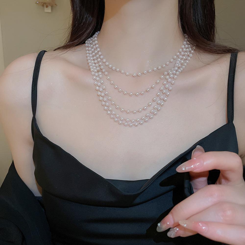Pearl Multi-layered Pearl Necklace Jewelry Pearl Choker Daily Korean Pearl Necklace  Women