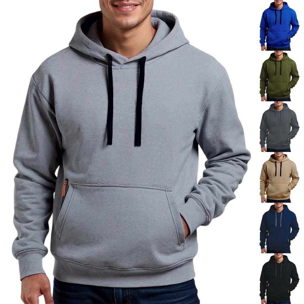 Men's Pullover Hoodie For Spring Trendy Hooded Casual Hoodie