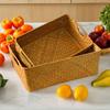 Handgeflochtene Rechteckige Kosmetik-Aufbewahrungsbox Korb Schreibtisch Kleinteile-Organizer L Ass Crt Aufbewahrungskorb Geflochtener Korb
