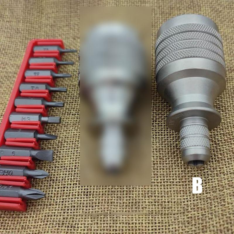 TC4 Titanium Alloy Modular Screwdriver Multi-Function Palm Screwdriver Gift 10PCS S2 Super Hard Bit EDC Riding Equipment Gadget