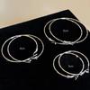Silver needle plain circle twist earrings women's simple niche high-end earrings fashionable versatile cold wind earrings design sense