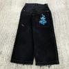 Blugi din Denim cu Imprimeu Grafic Hip Hop, Croială Largă, pentru Bărbați, Stil Y2K Harajuku, Pantaloni cu Picior Drept