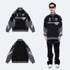 Unisex Retro Colorblock Racing Sweatshirt - Spring/Autumn Trendy Half-Zip Motorcycle Jacket.