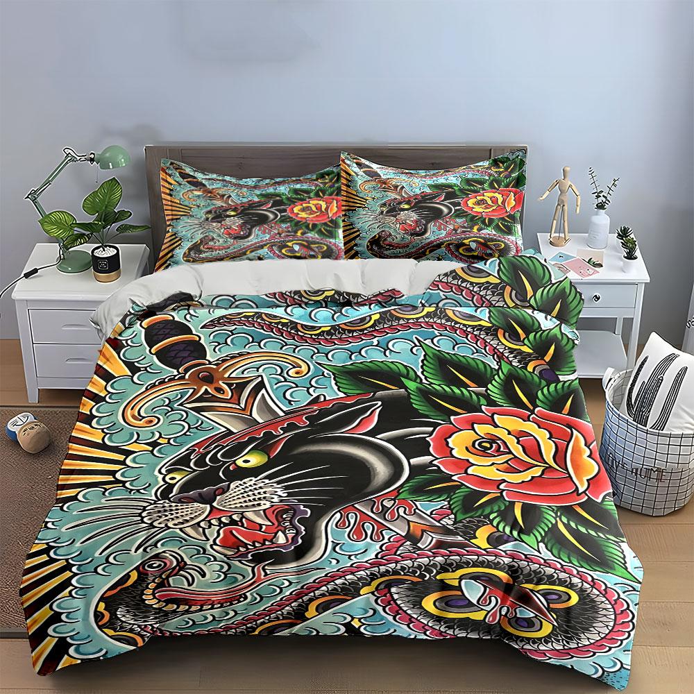 Black Panther, Dagger, Roses. Bedding Sets Duvet Cover Sets Duvet Covers Pillowcases(1 * Duvet Cover 2 * Pillowcases, Without Duvet Insert)