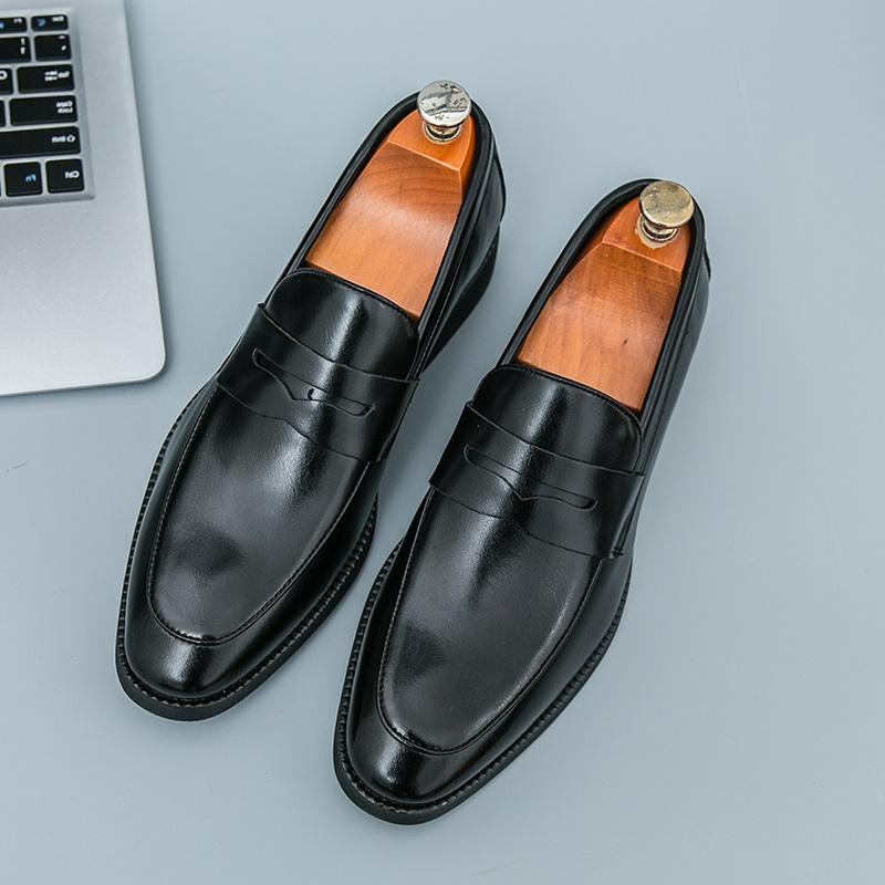 

Модные Новые Дизайнерские Мужские Остроносые Коричневые Патентованные Кожаные Свадебные Туфли Мужские Пенни-Лоферы Формальная Обувь Zapatos Hombre 38