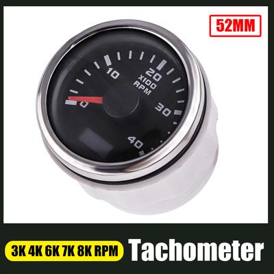 Tachymètre à pointeur de 52mm, 4000 tr/min, jauge avec rétro-éclairage rouge, pour voiture, bateau, Yacht, Rv 9 -30v