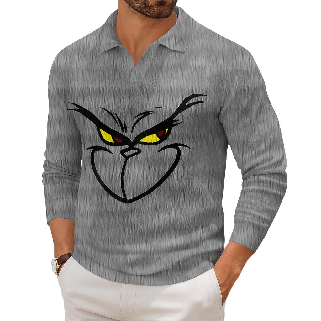 Men's Casual Collared Long-Sleeve Knit Base Layer Top