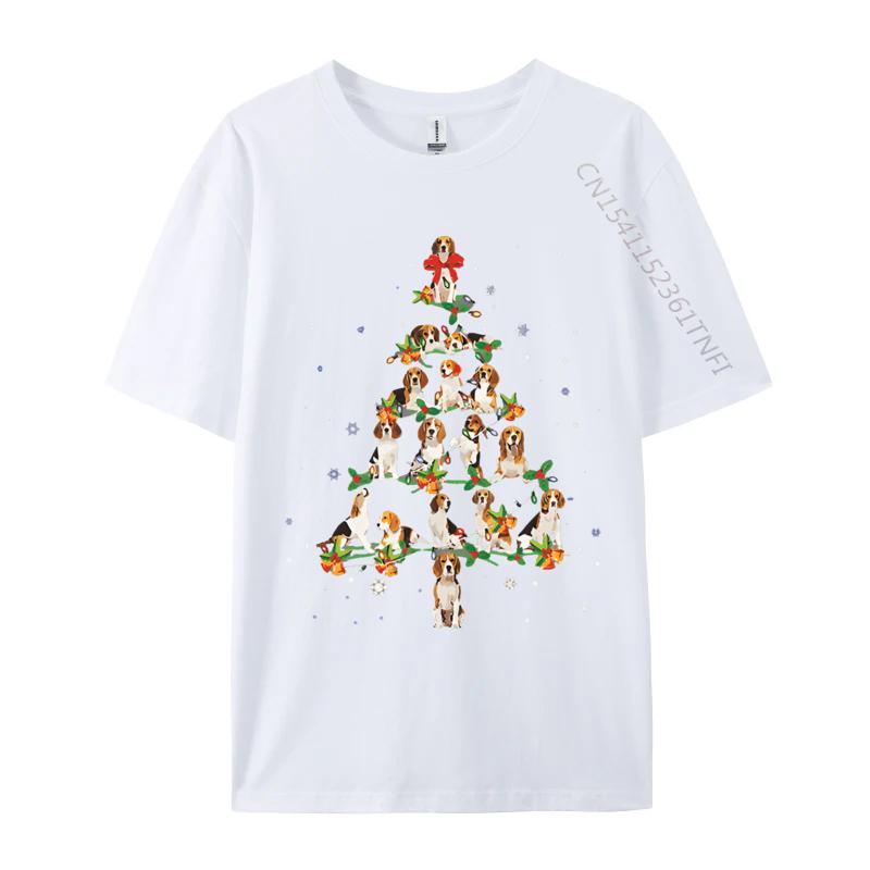 Mens Tshirt Beagle Christmas Tree Santa Funny Dog TShirt Harajuku Oversized Clothes 100 Cotton Pritned Tshirt
