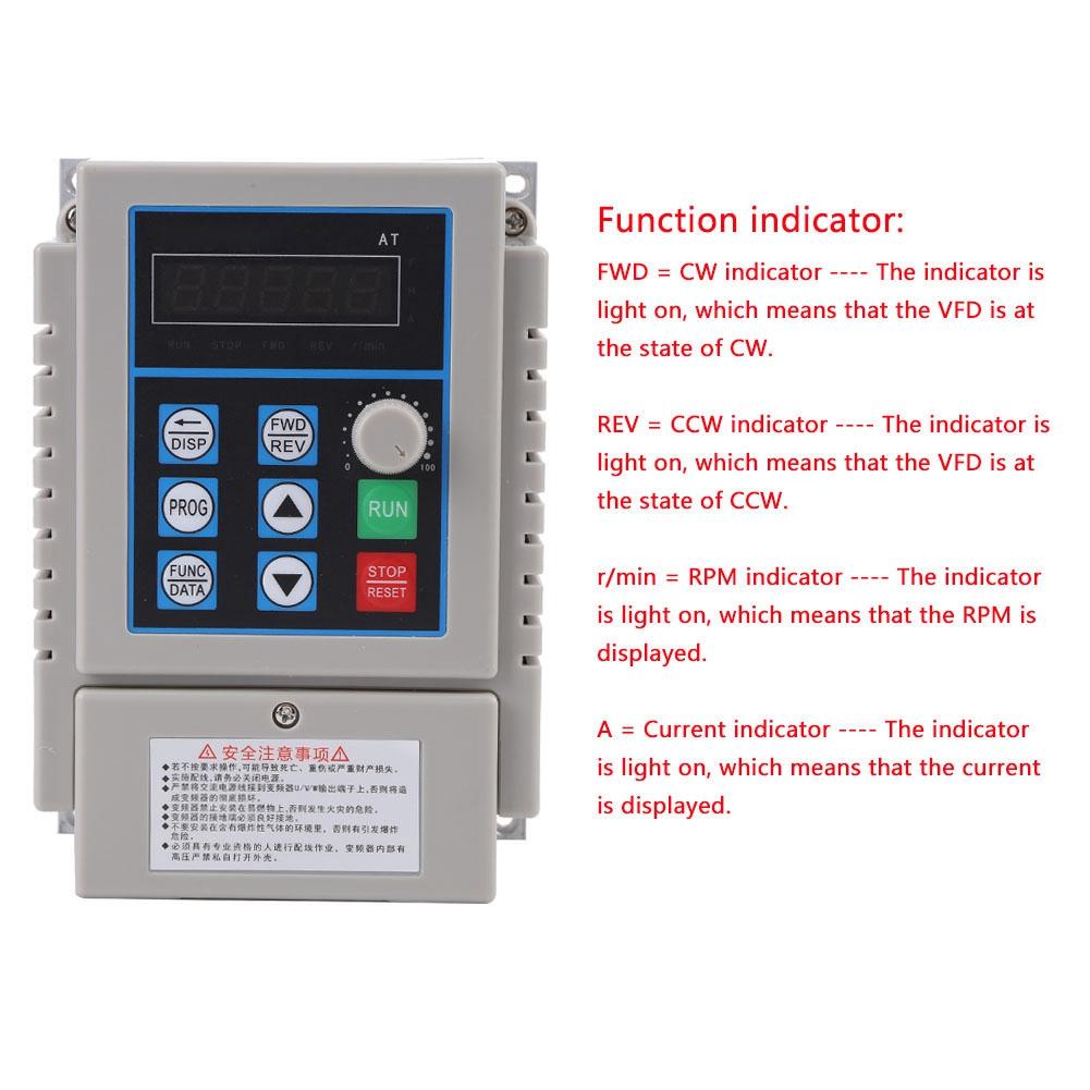 1pc AC 220V 0.75kW Variable Frequency Drive VFD Speed Controller Inverter Single Phrase