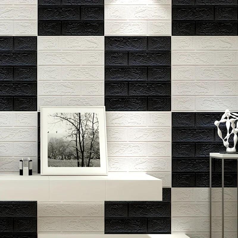 5/10pcs 3D Wall Stickers Self Adhesive Wallpaper Panel Home Decor Living Room Bedroom Decoration Bathroom Kitchen House Sticker