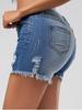 European & American Ripped Monkey Tassel Denim Shorts for Women