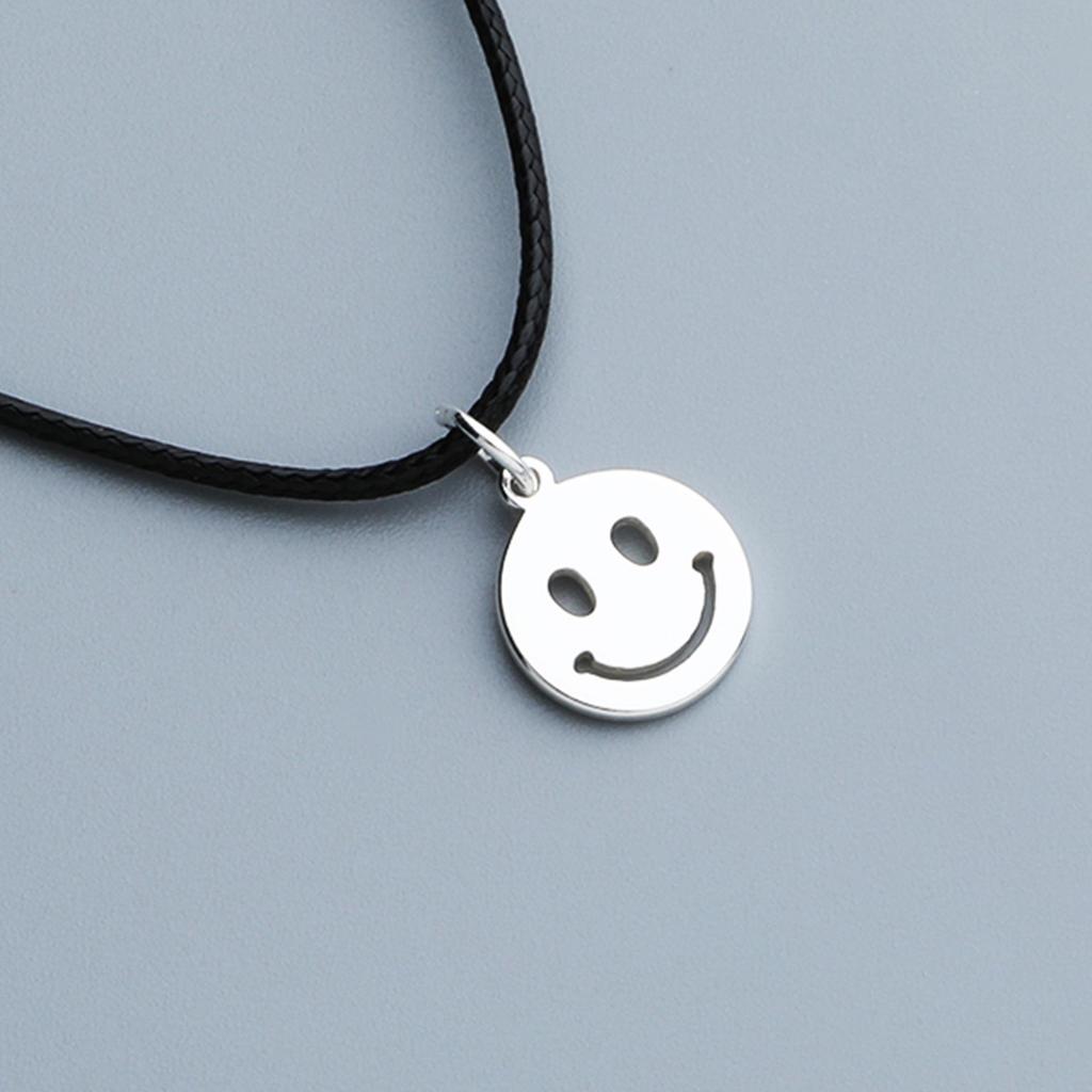 S925 Sterling Silver Smiley Face Pendant for DIY Beaded Bracelets and Necklaces