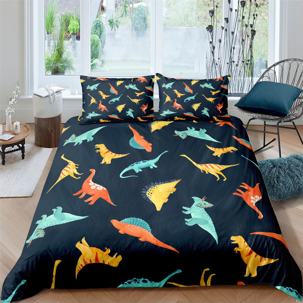 Funda Nórdica de Animales de Dibujos Animados Rey Reina Elefante Jirafa León Juego de Cama para Niños Vida Salvaje Amarillo 2/3 Piezas Funda de Colcha de Poliéster