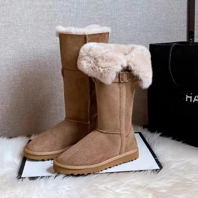 

Платформа Сапоги-дутики из овечьей шерсти для женщин Осень Зима Новые Высокие Трубы Мех Интегрированные Теплые Плюшевые Сапоги Хлопковая Обувь 2025 35 хаки