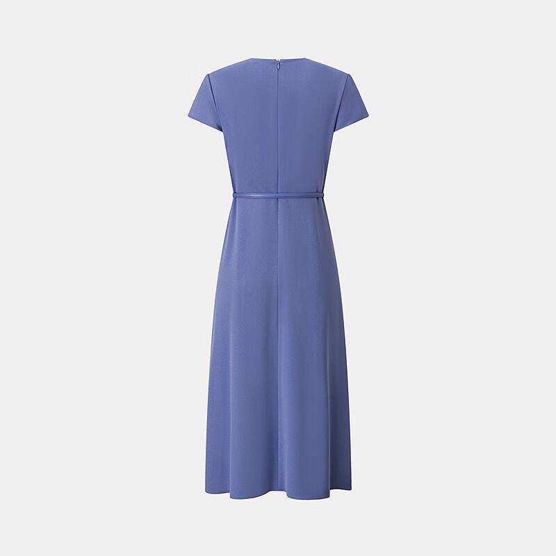 PORTS Women's 2025 S/S Sky Blue Pleated V-Neck Midi Dress