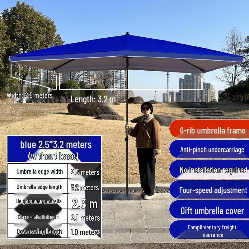 Large Outdoor Commercial Parasol - Thickened Square Patio Umbrella Tent