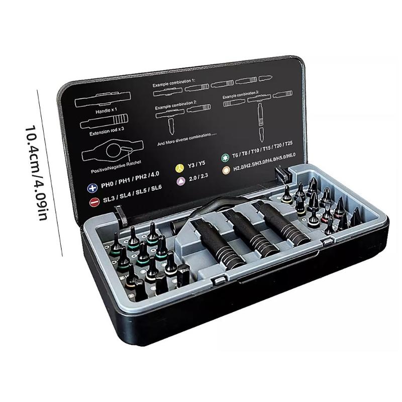 24 In 1 Ratcheting Screwdriver Set With Chrome Steel Bit And Ergonomic Handle For Home Repair