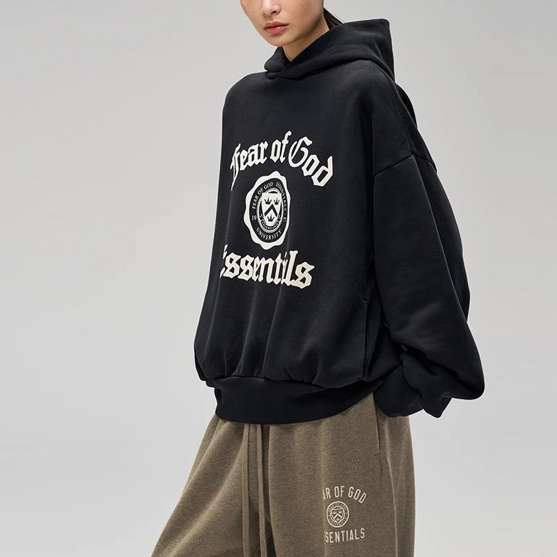 Fear of God Essentials SS25 Heavy Fleece Vintage Shrunken Hoodie 'Black' Unisex 192HO246210F