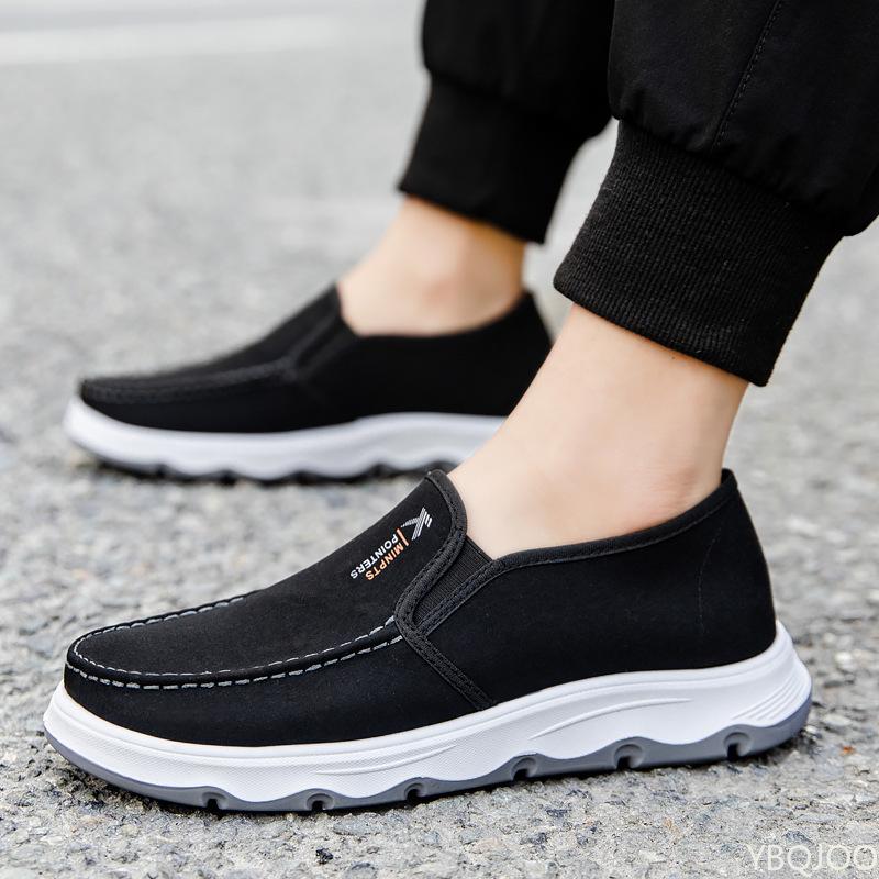 Men's Breathable Canvas Shoes Soft soled middle aged shoes Comfortable driving non slip Loafers Casual light Male flats Homme