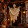 Scary Hanging Skeleton for Yard Halloween Mummy Decoration with Sounds, 31.5 Inch Voice Activated Glowing Eyes Horror Party Decor Skull Haunted House