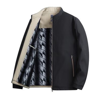 Nouvelle veste en velours et coton épais pour hommes en hiver, veste papa ample et chaude à col montant d'âge moyen