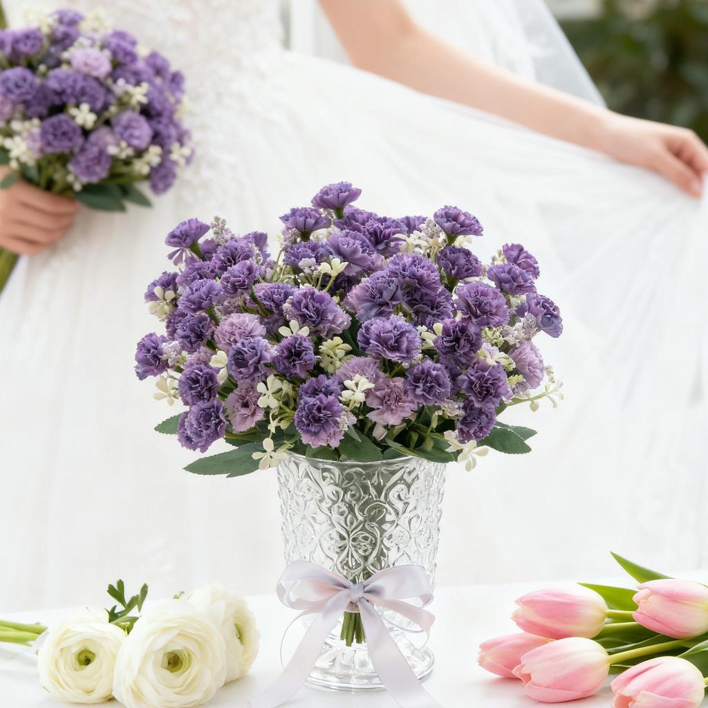 Artificial Flowers Rose Carnation Festival Wreath Accessory Outdoor Garden Courtyard Home Vase Dining Table Bonsai Wedding Decor