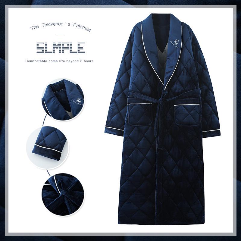 

Чоловіча дуже довга стьобана фланелева зимова піжама та флісовий халат з підкладкою XXXL (180-210 lbs)