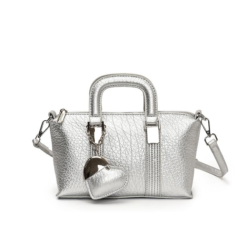 Korean Version of Fashion High-end Temperament Simple Portable Small Square Bag Light Luxury Versatile Commuter Style Solid Color PU Messenger Women's