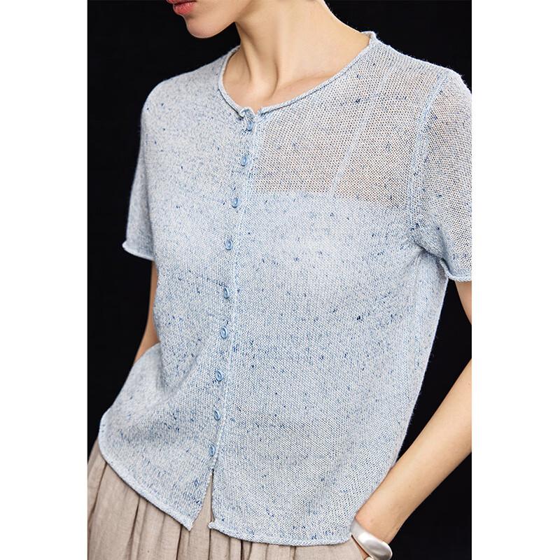 Wudao Natural Washi & Linen Blend Breathable Knit T-shirt