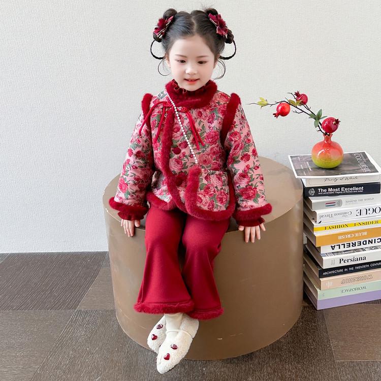 Children s Chinese Style Festive New Year Outfit: Winter Hanfu Set for Holiday Celebrations 100 cm