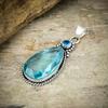 Aqua Apatite, Blue Topaz Gemstone 925 Sterling Silver Jewelry Pendant 2.44" M-185