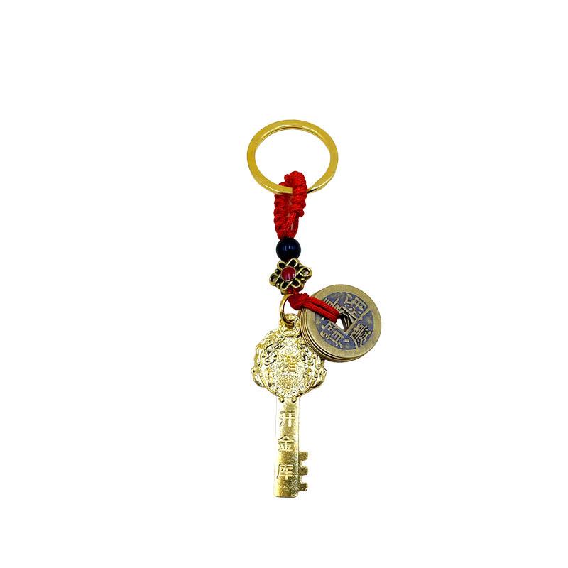 Twelve Zodiac Pixiu Keychain with Golden Key and Five Emperors Coins