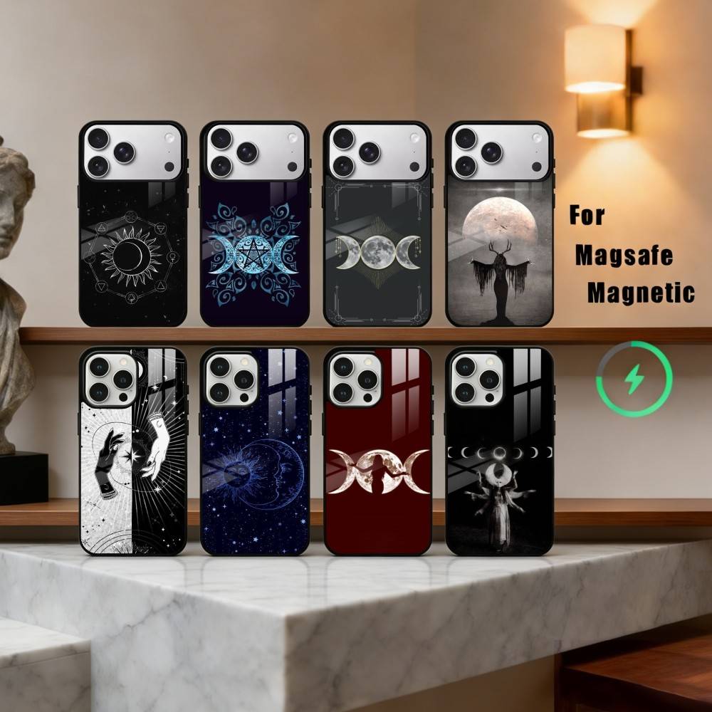 O-Occult W-Witchcraft Moon Gothic Phone Case For iPhone17,16,15,14,13,12,11 Plus,Pro Max Magnetic For Magsafe Wireless Charging