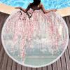 Cherry Blossom Round Beach Towel,Cherry Blossom Tree In The Sun Sand Anti-Sand Beach Blanket Absorbent Quick Dry Soft Pool Towel