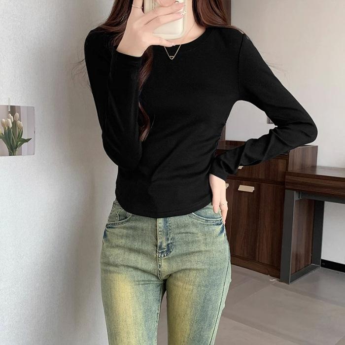 Damen Arc Hem Irregular Langarm-T-Shirt für Herbst/Winter 2025