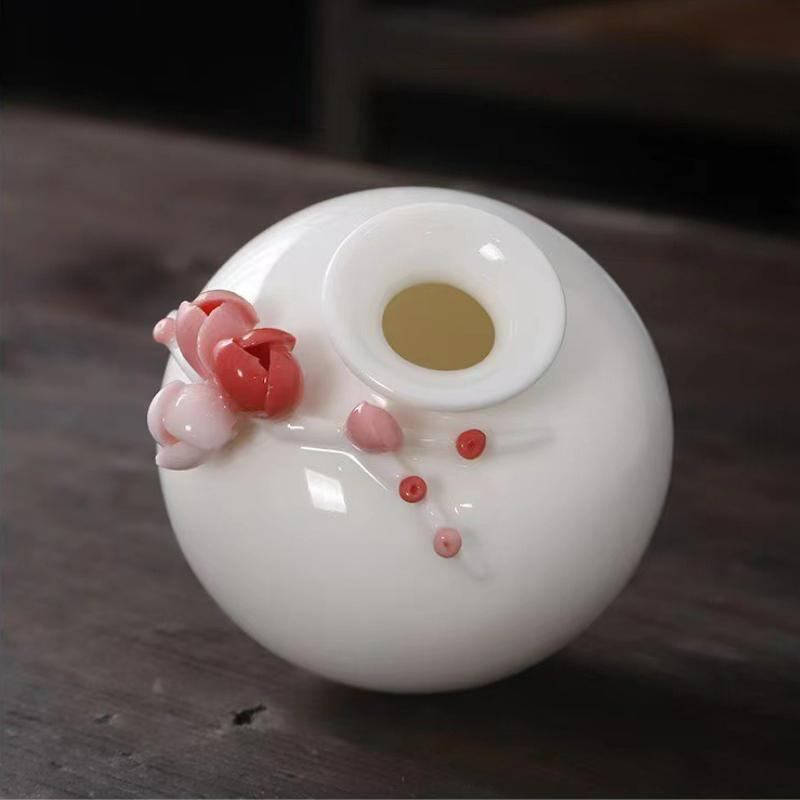 Chinese Mini Ceramic Handmade Flower Vase Flower Inserted Dry Flower Fragrance Bottle Home Table Desk Decorations Accessories