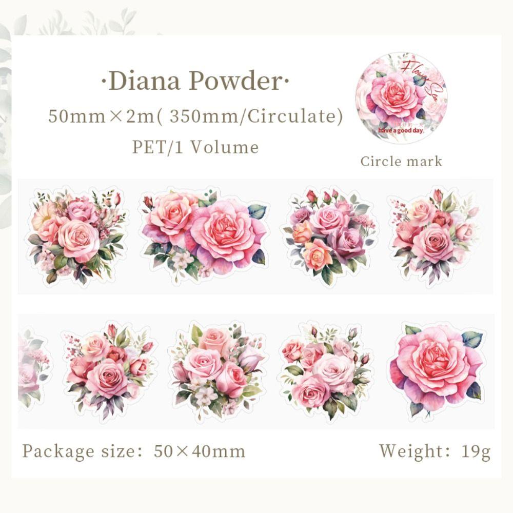 

Mr.Paper PET Washi Tape Plant Flower Lovers Sticker Set 8 Style Masking Tape PInk Rose