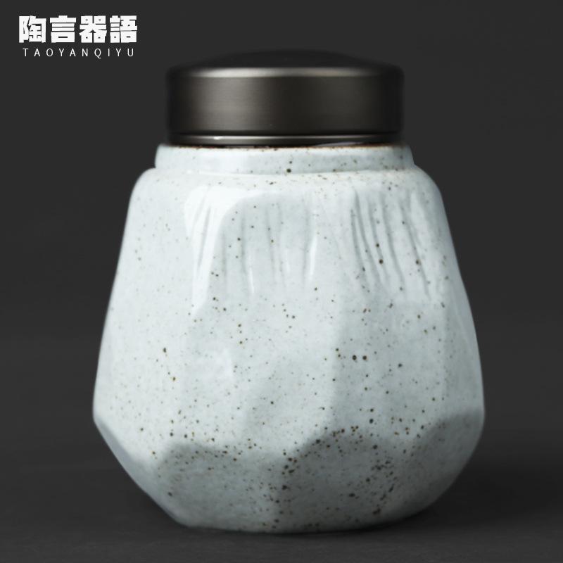 

Japanese-style handmade pottery tin alloy lid tea pot kiln to retro stoneware sealed wake-up tea storage pot