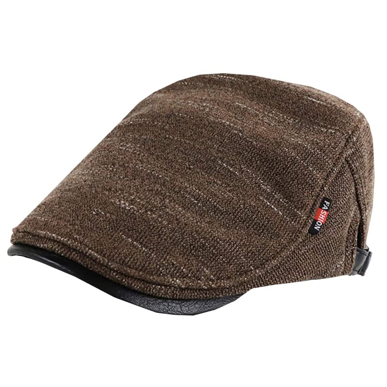 

BUZZxSELECTION Hunting Winter Fleece Knit with Leather CAP166 Men s Cap, Fall/Winter Detail, Brown,